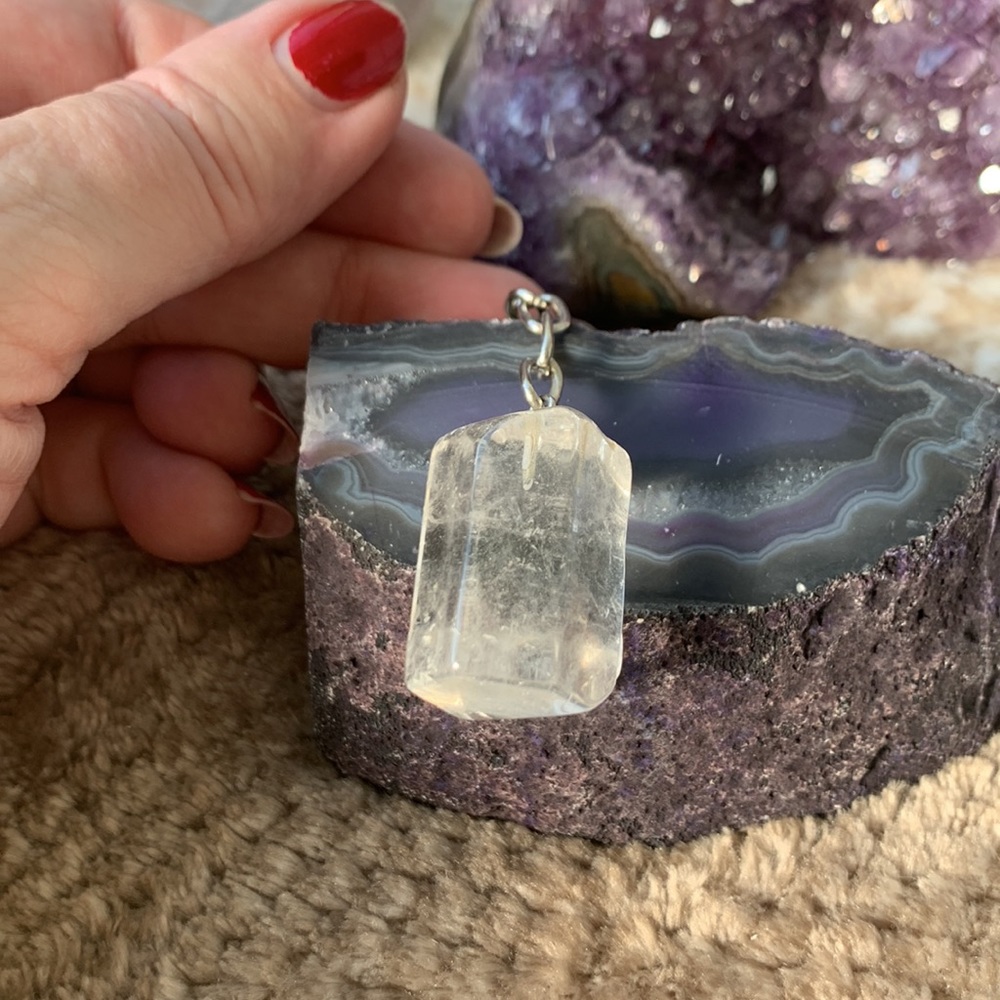 Clear quartz Crystal keychain